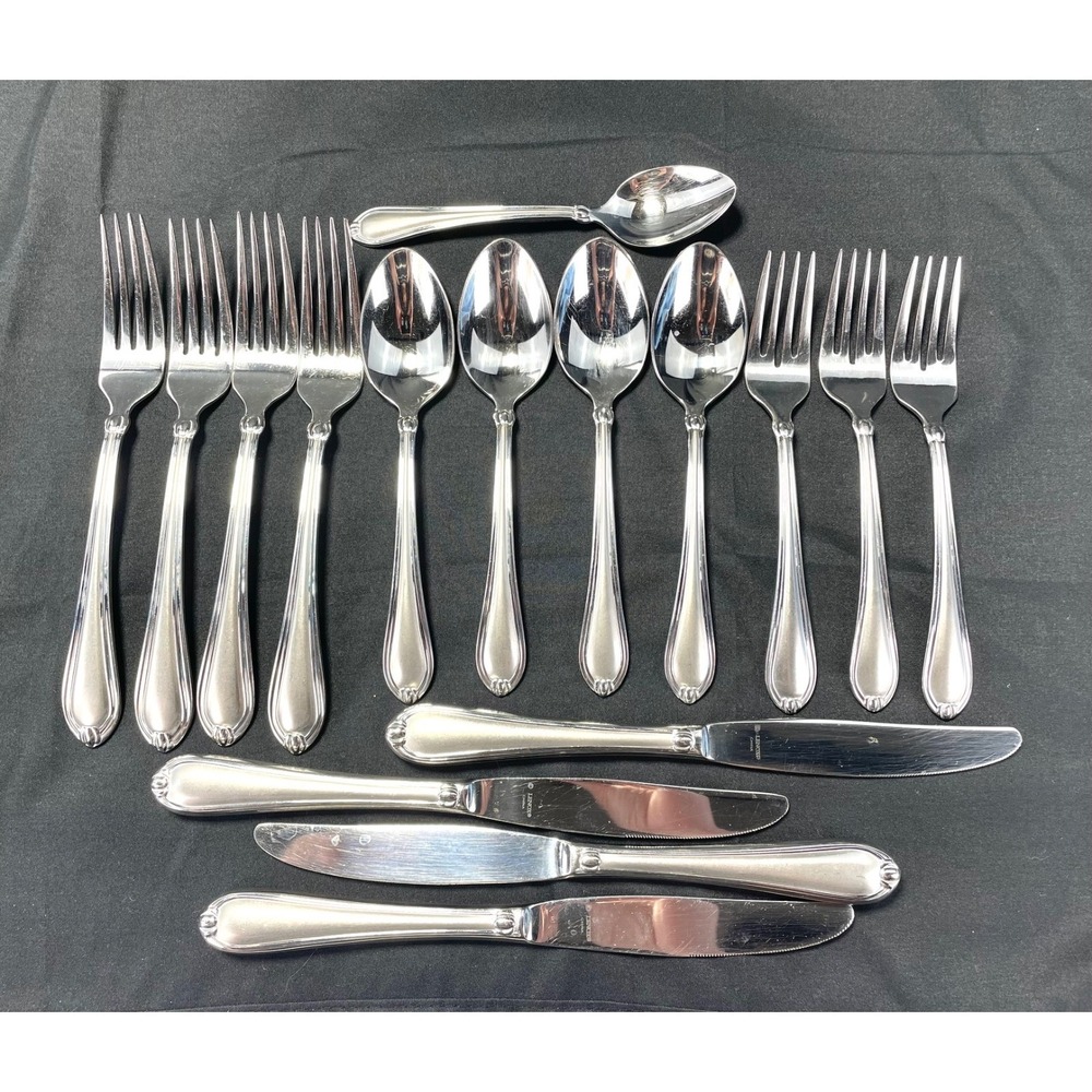 Lenox Chandelle Frosted 18/8 Stainless Flatware Mixed Lot 16 Pcs